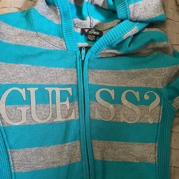 GUESS striped zip front sweater hoodie XS - Picture 15 of 15
